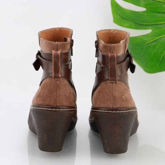 Sofft Womens Caralee Boot Size 9 Brown Suede Wedge Heel Bootie Ankle Strap Comfy - Picture 6 of 12